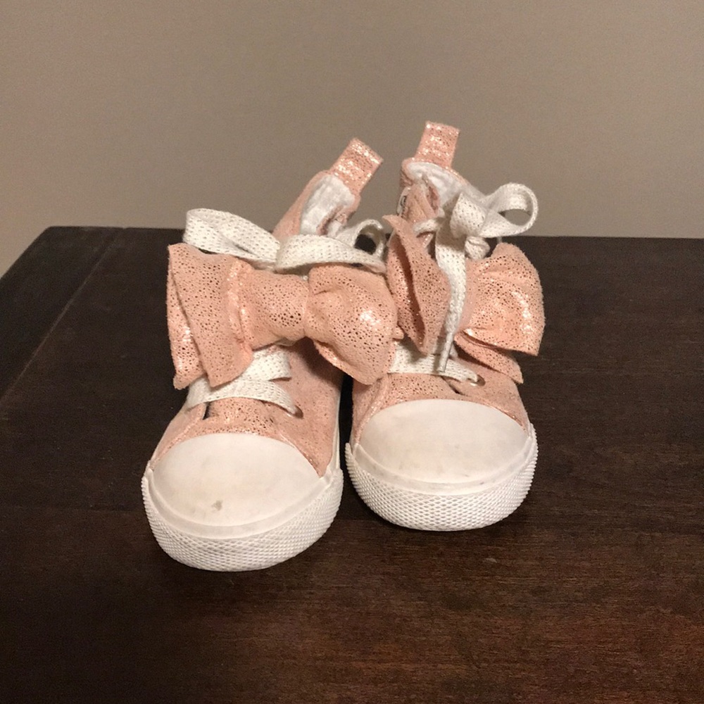 Pink Sparkly Toddler Sneakers with zip side